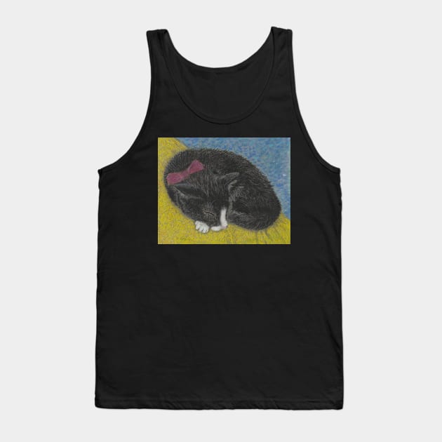 Sleeping Tuxedo cat Tank Top by SamsArtworks